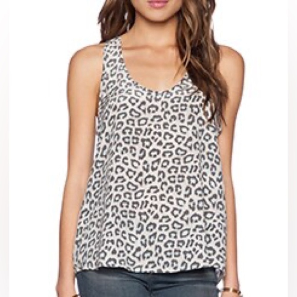Joie Beilin 100% Silk Tank in Pale Ocean Animal Print Sz XS